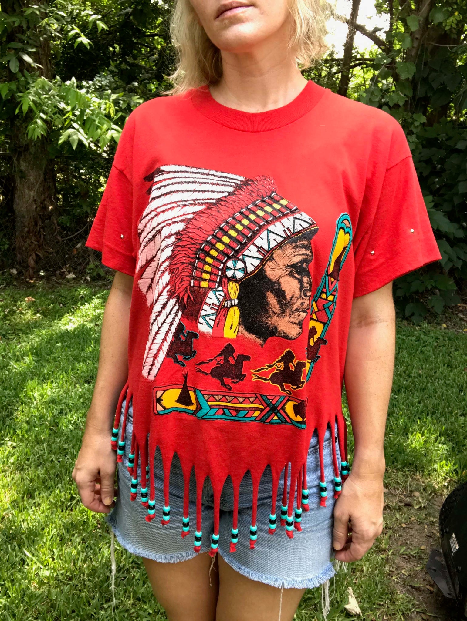 Streetwear REEBOK Chicago Blackhawks T-shirt Indian Chief NHL 