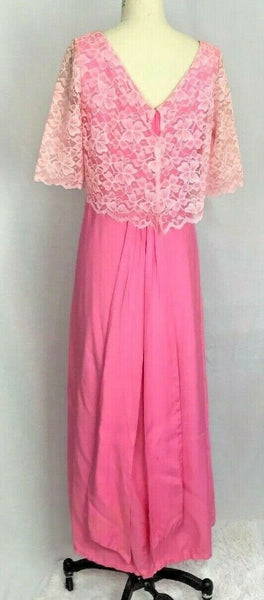 Rare Collectable Retro | 1960's Pink EMMA DOMB Empire Full length Cocktail Dress / Party Dress / Mad Men S