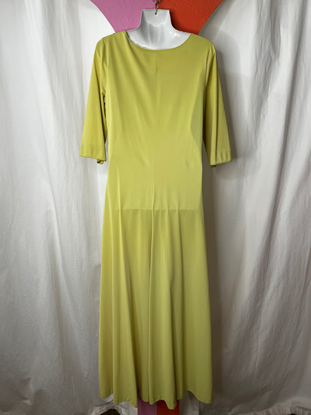 Vintage 60s 70s | Lime Green Nylon Nighty Slip Romper Jumpsuit Playsuit | M