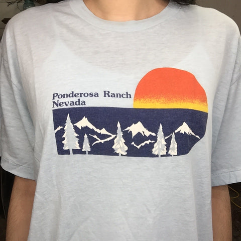 Vintage 70s | Ponderosa Ranch Souvenir Novelty Single Stitch T Shirt | XL