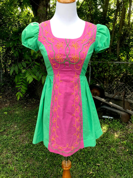 Vintage 60s | Hippie Mod Flower Power Dress Groovy Baby Doll Mini dress | XS