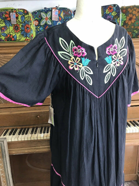 VTG 70s/ Mexican MuuMuu Hippie Cotton Summer Caftan Beach Boho Dress/ Free Size