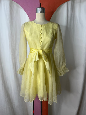 Vintage MOD 60s | Yellow Mini Dress | Size S
