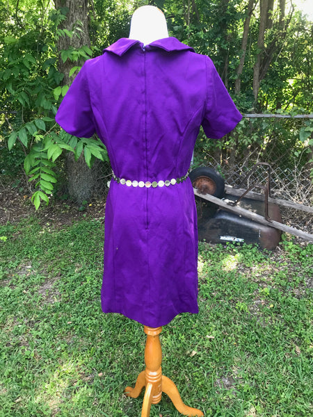 Vintage 60s 70s | Purple GoGo Mod Scooter Dress Groovy Minidress | L XL