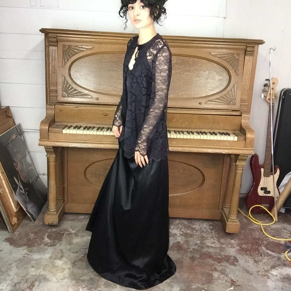 Vintage 70s | Black Goddess Boho Disco Capelet Lace Jacket Maxi Slip D Fashion Time Machine Vintage 70s | Black Goddess Boho Disco Capelet Lace Jacket Maxi Slip D Fashion Time Machine