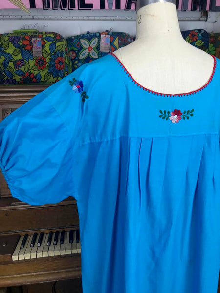 Vintage | Mexican MuuMuu Woven Hand Embroidered Ethnic Dress Boho Festival | XL