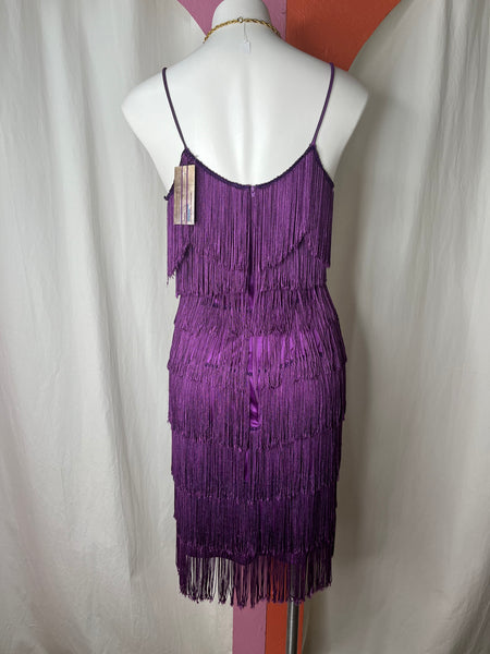 Vintage | Purple Fringe 60s GoGo Girl or 20s Flapper Mini dress | Size S