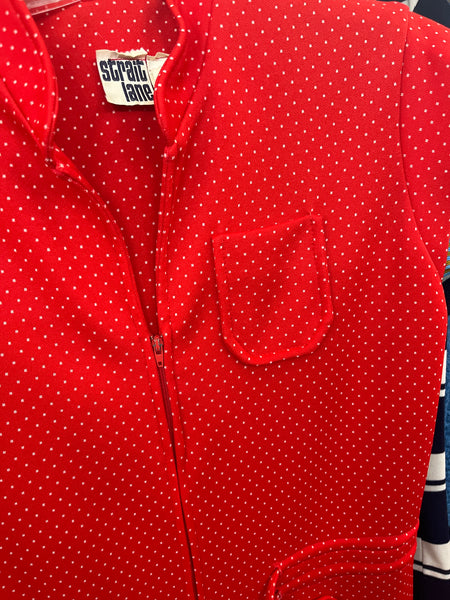 Vintage 1970s | Red Groovy Mod Disco Wide Leg Bellbottoms Jumpsuit | L