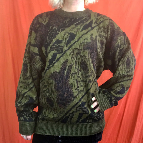 Vintage 80s 90s | Funky Abstract Print Coogi Style Sweater | Size L