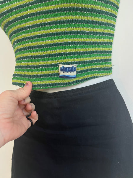 Vintage 90s Y2k | Green Dawls Striped Cami Crop Top | size M