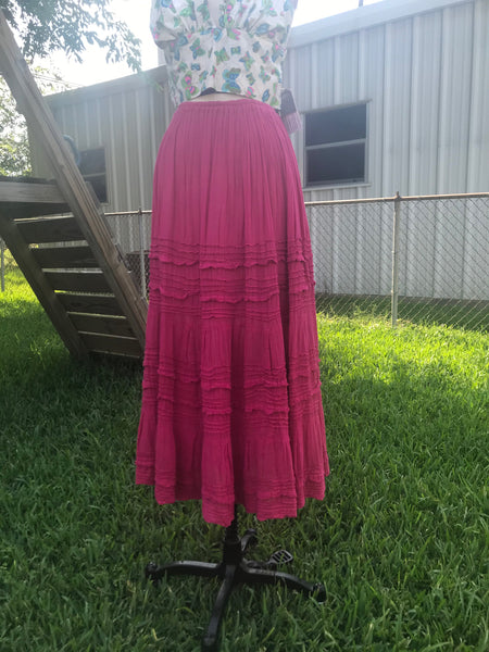 Vtg 70s | Bohemian Hippie Festival Gypsy Witchy Gauzy Prairie Skirt | Free Size