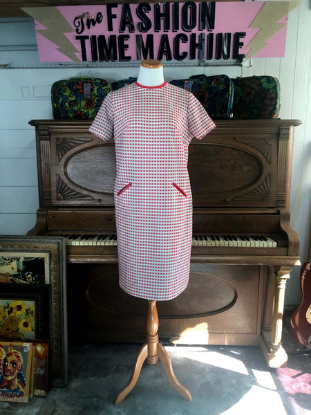 Vintage 60s 70s | Red GoGo Mod Scooter Space Age Dress Groovy Minidress | XL