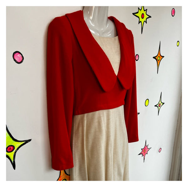 Vintage 1960s 60s | Red & White Mod Babydoll A Line Mini Dress | Size S