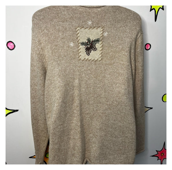 Vintage | Patchwork Appliquéd Tacky Ugly Christmas Sweater Cardigan | M