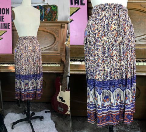 Vintage Bohemian Hippie Festival Gypsy Witchy Indian Cotton Skirt/ One Size Fits All