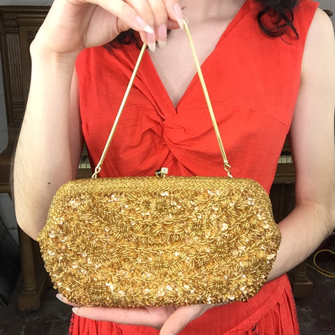 Vintage La Regale Kiss Lock Beaded Purse Evening Handbag Clutch