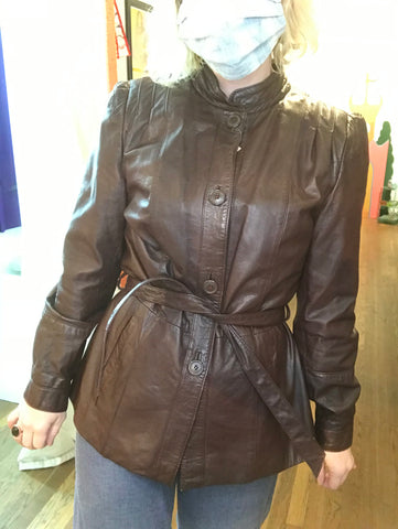 Vintage 1970s | Brown Leather Boho Belted Jacket